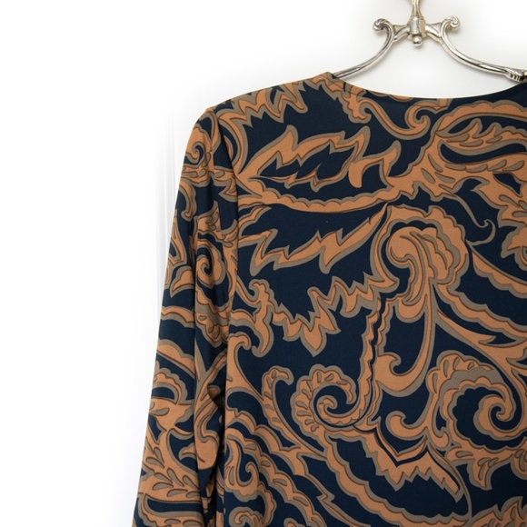 Soft Surroundings Embellished Blue and Brown V-Neck Tunic Size Large - Picture 9 of 14